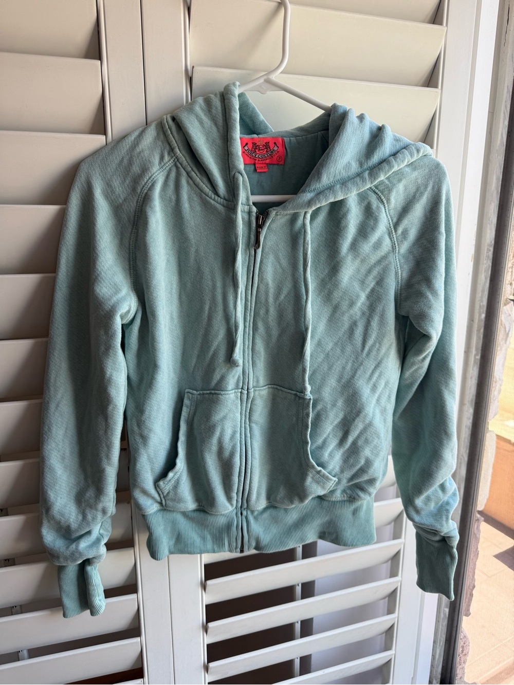 Juicy C Light Teal Zip-Up Hoodie sz P